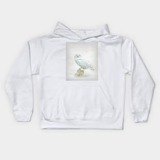 Snowy owl portrait Kids Hoodie